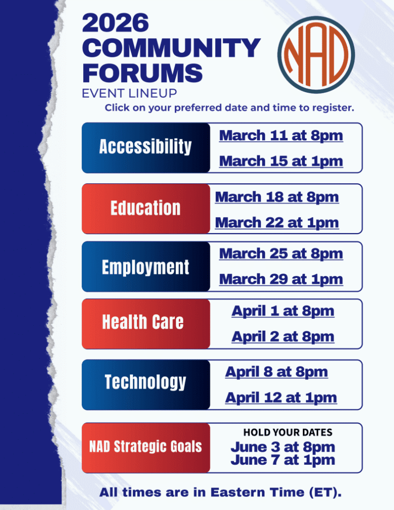 NAD 2026 COMMUNITY FORUMS – NAD STRATEGIC GOALS