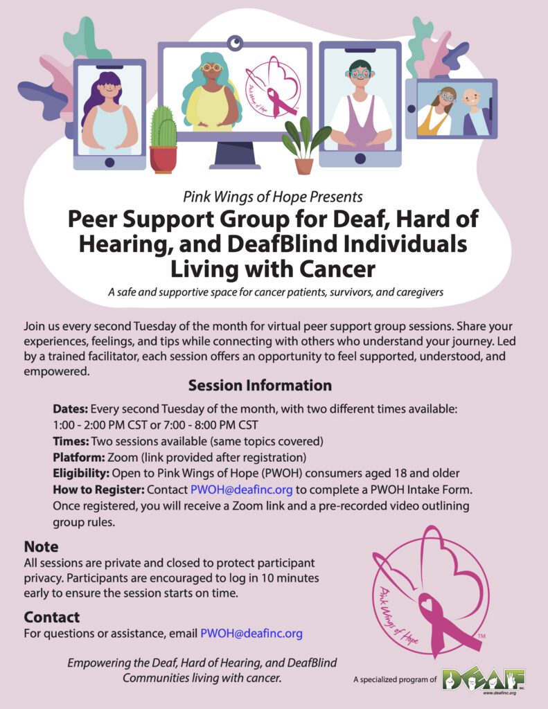 Deaf, Hard of Hearing, and DeafBlind Cancer Peer Support